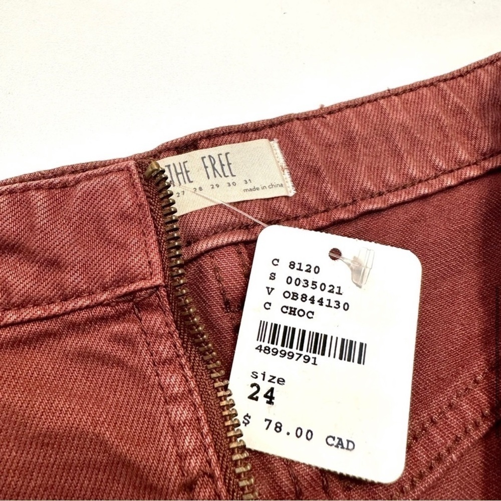 NEW! FREE PEOPLE ZIP FRONT Denim Skirt Chocolate NWT Size 24 Mini Jean S… - Picture 7 of 9